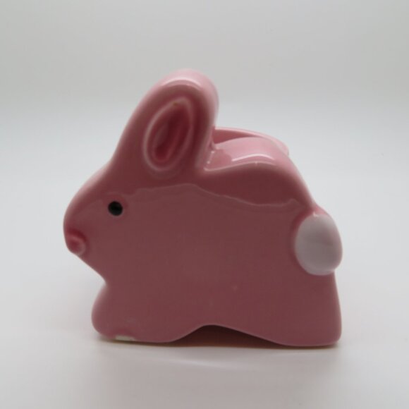 Ceramic Pink Bunny Rabbit Cotton Tail Planter Vase Tiny Small Size Garden Charm - Picture 1 of 10